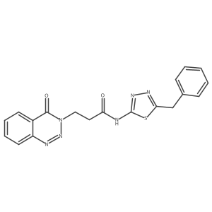 N-[(2Z)-5-benzyl-1,3,4-thiadiazol-2(3H)-ylidene]-3-(4-oxo-1,2,3-benzotriazin-3(4H)-yl)propanamide结构式