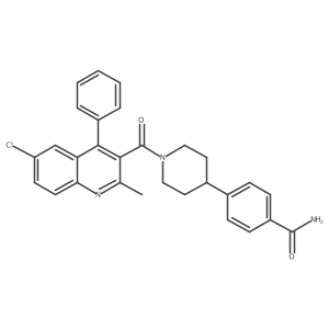 4-(1-(6-Chloro-2-methyl-4-phenylquinoline-3-carbonyl)piperidin-4-yl)benzamide结构式