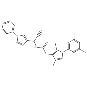N-[cyano(1-phenyl-1H-pyrazol-4-yl)methyl]-2-[1-(4,6-dimethylpyrimidin-2-yl)-3,5-dimethyl-1H-pyrazol-4-yl]acetamide结构式