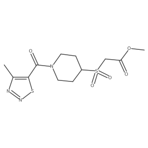 Methyl 2-((1-(4-methyl-1,2,3-thiadiazole-5-carbonyl)piperidin-4-yl)sulfonyl)acetate Structure