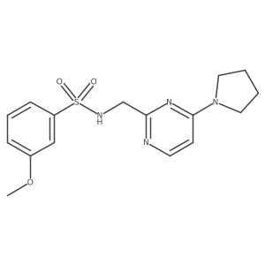 3-methoxy-N-((4-(pyrrolidin-1-yl)pyrimidin-2-yl)methyl)benzenesulfonamide Structure