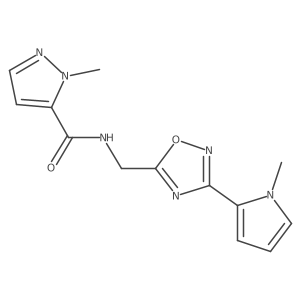 1-methyl-N-((3-(1-methyl-1H-pyrrol-2-yl)-1,2,4-oxadiazol-5-yl)methyl)-1H-pyrazole-5-carboxamide结构式