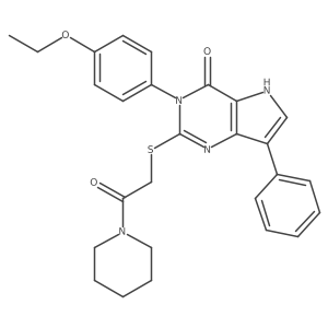 3-(4-ethoxyphenyl)-2-((2-oxo-2-(piperidin-1-yl)ethyl)thio)-7-phenyl-3H-pyrrolo[3,2-d]pyrimidin-4(5H)-one结构式