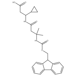 3-cyclopropyl-3-[3-({[(9H-fluoren-9-yl)methoxy]carbonyl}amino)-3-methylbutanamido]propanoic acid结构式