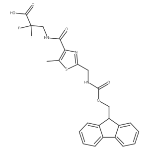 3-({2-[({[(9H-fluoren-9-yl)methoxy]carbonyl}amino)methyl]-5-methyl-1,3-thiazol-4-yl}formamido)-2,2-difluoropropanoic acid结构式