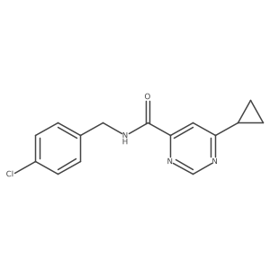 N-[(4-Chlorophenyl)methyl]-6-cyclopropylpyrimidine-4-carboxamide结构式