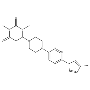 1,3-Dimethyl-6-[4-[6-(3-methylpyrazol-1-yl)pyridazin-3-yl]piperazin-1-yl]-1,3-diazinane-2,4-dione结构式