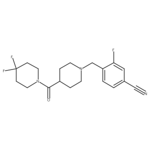 4-{[4-(4,4-Difluoropiperidine-1-carbonyl)piperidin-1-yl]methyl}-3-fluorobenzonitrile Structure
