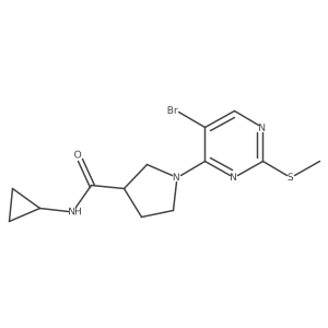 1-[5-bromo-2-(methylsulfanyl)pyrimidin-4-yl]-N-cyclopropylpyrrolidine-3-carboxamide结构式