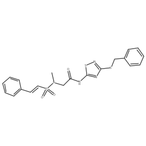N-[3-(benzylsulfanyl)-1,2,4-thiadiazol-5-yl]-2-(N-methyl-2-phenylethenesulfonamido)acetamide Structure