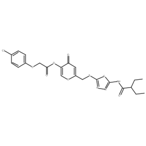 6-(((5-(2-ethylbutanamido)-1,3,4-thiadiazol-2-yl)thio)methyl)-4-oxo-4H-pyran-3-yl 2-(4-chlorophenoxy)acetate结构式