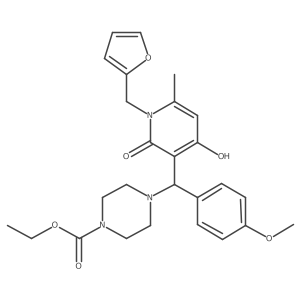 Ethyl 4-((1-(furan-2-ylmethyl)-4-hydroxy-6-methyl-2-oxo-1,2-dihydropyridin-3-yl)(4-methoxyphenyl)methyl)piperazine-1-carboxylate Structure