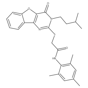 2-{[3-(3-methylbutyl)-4-oxo-3,4-dihydro[1]benzofuro[3,2-d]pyrimidin-2-yl]sulfanyl}-N-(2,4,6-trimethylphenyl)acetamide Structure