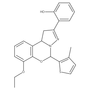 2-(7-ethoxy-5-(3-methylthiophen-2-yl)-5,10b-dihydro-1H-benzo[e]pyrazolo[1,5-c][1,3]oxazin-2-yl)phenol Structure