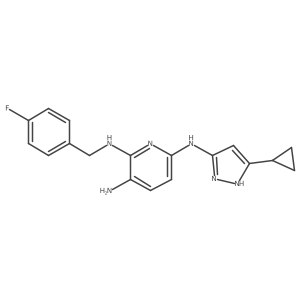 6-N-(5-cyclopropyl-1H-pyrazol-3-yl)-2-N-[(4-fluorophenyl)methyl]pyridine-2,3,6-triamine结构式
