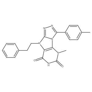 5-methyl-9-phenethyl-3-(p-tolyl)-5H-[1,2,4]triazolo[4,3-e]purine-6,8(7H,9H)-dione结构式