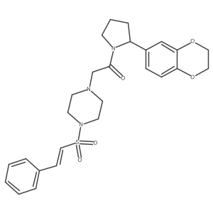 1-[2-(2,3-Dihydro-1,4-benzodioxin-6-yl)pyrrolidin-1-yl]-2-[4-(2-phenylethenesulfonyl)piperazin-1-yl]ethan-1-one结构式
