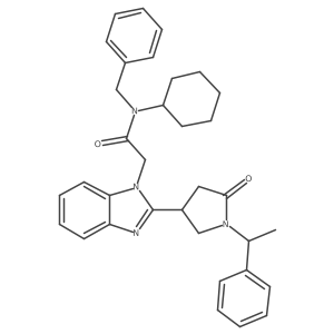 N-Cyclohexyl-2-[5-oxo-1-(1-phenylethyl)-3-pyrrolidinyl]-N-(phenylmethyl)-1H-benzimidazole-1-acetamide Structure