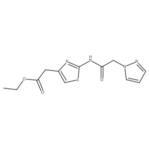 ethyl 2-(2-(2-(1H-pyrazol-1-yl)acetamido)thiazol-4-yl)acetate结构式