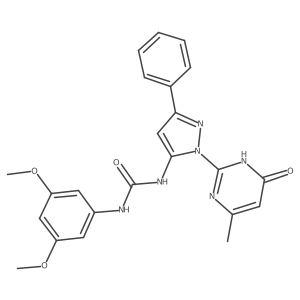 1-(3,5-dimethoxyphenyl)-3-(1-(4-methyl-6-oxo-1,6-dihydropyrimidin-2-yl)-3-phenyl-1H-pyrazol-5-yl)urea结构式