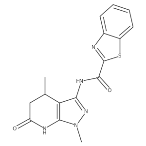 N-(1,4-dimethyl-6-oxo-4,5,6,7-tetrahydro-1H-pyrazolo[3,4-b]pyridin-3-yl)benzo[d]thiazole-2-carboxamide结构式