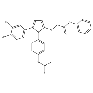 2-((5-(3,4-dichlorophenyl)-1-(4-(difluoromethoxy)phenyl)-1H-imidazol-2-yl)thio)-N-phenylacetamide结构式