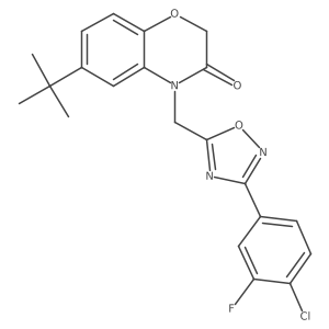 6-(tert-butyl)-4-((3-(4-chloro-3-fluorophenyl)-1,2,4-oxadiazol-5-yl)methyl)-2H-benzo[b][1,4]oxazin-3(4H)-one结构式