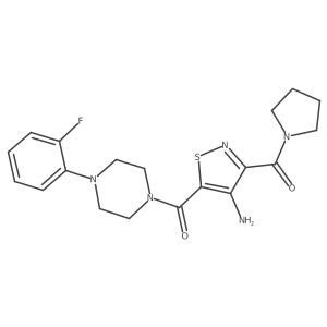 (4-Amino-3-(pyrrolidine-1-carbonyl)isothiazol-5-yl)(4-(2-fluorophenyl)piperazin-1-yl)methanone结构式