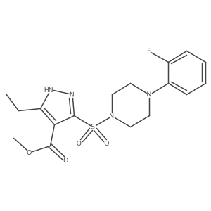 methyl 3-ethyl-5-((4-(2-fluorophenyl)piperazin-1-yl)sulfonyl)-1H-pyrazole-4-carboxylate结构式