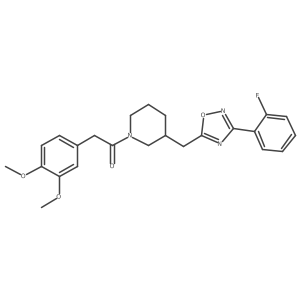 2-(3,4-Dimethoxyphenyl)-1-(3-((3-(2-fluorophenyl)-1,2,4-oxadiazol-5-yl)methyl)piperidin-1-yl)ethanone结构式