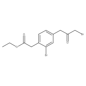 Benzeneacetic acid, 2-bromo-4-(3-bromo-2-oxopropyl)-, ethyl ester结构式