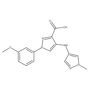 1-(3-Methoxyphenyl)-4-[(1-methyl-1h-pyrazol-4-yl)amino]-1h-pyrazole-3-carboxylic acid结构式