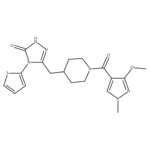3-((1-(3-methoxy-1-methyl-1H-pyrazole-4-carbonyl)piperidin-4-yl)methyl)-4-(thiophen-2-yl)-1H-1,2,4-triazol-5(4H)-one结构式