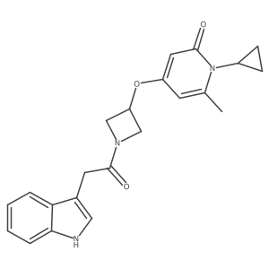 4-((1-(2-(1H-indol-3-yl)acetyl)azetidin-3-yl)oxy)-1-cyclopropyl-6-methylpyridin-2(1H)-one结构式