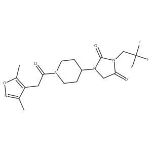 1-{1-[2-(3,5-Dimethyl-1,2-oxazol-4-yl)acetyl]piperidin-4-yl}-3-(2,2,2-trifluoroethyl)imidazolidine-2,4-dione Structure