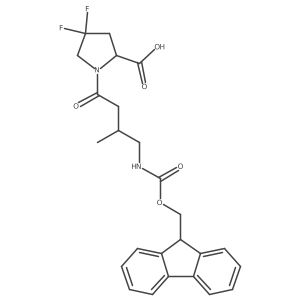 1-[4-({[(9H-fluoren-9-yl)methoxy]carbonyl}amino)-3-methylbutanoyl]-4,4-difluoropyrrolidine-2-carboxylic acid Structure