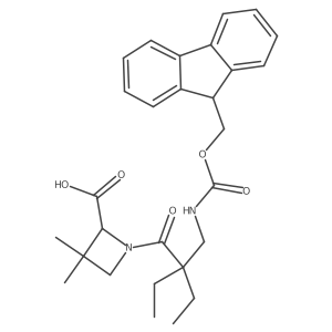 1-{2-ethyl-2-[({[(9H-fluoren-9-yl)methoxy]carbonyl}amino)methyl]butanoyl}-3,3-dimethylazetidine-2-carboxylic acid结构式
