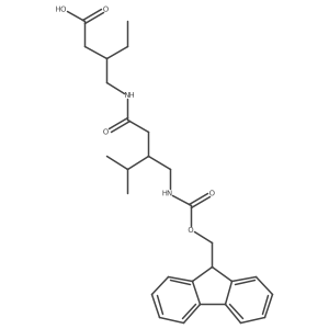 3-({3-[({[(9H-fluoren-9-yl)methoxy]carbonyl}amino)methyl]-4-methylpentanamido}methyl)pentanoic acid结构式