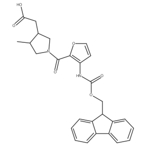 2-{1-[3-({[(9H-fluoren-9-yl)methoxy]carbonyl}amino)furan-2-carbonyl]-4-methylpyrrolidin-3-yl}acetic acid结构式
