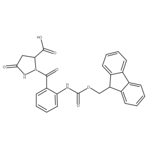 2-[2-({[(9H-fluoren-9-yl)methoxy]carbonyl}amino)benzoyl]-5-oxopyrazolidine-3-carboxylic acid Structure