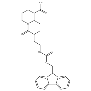 rac-(2R,3R)-1-[4-({[(9H-fluoren-9-yl)methoxy]carbonyl}amino)-2-methylbutanoyl]-2-methylpiperidine-3-carboxylic acid Structure