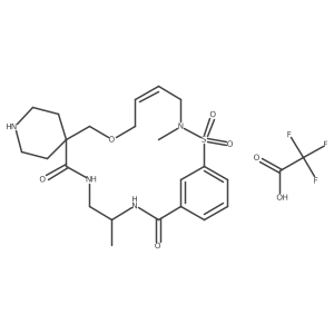(4R)-4,15-dimethyl-10-oxa-16lambda6-thia-3,6,15-triazaspiro[bicyclo[15.3.1]henicosane-8,4'-piperidine]-1(20),12,17(21),18-tetraene-2,7,16,16-tetrone; trifluoroacetic acid Structure