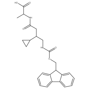 (2R)-2-[3-cyclopropyl-4-({[(9H-fluoren-9-yl)methoxy]carbonyl}amino)butanamido]propanoic acid结构式