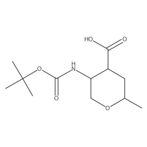 5-((Tert-butoxycarbonyl)amino)-2-methyltetrahydro-2H-pyran-4-carboxylic acid结构式