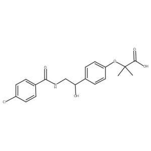 2-[4-[2-[(4-chlorobenzoyl)amino]-1-hydroxy-ethyl]phenoxy]-2-methyl-propanoic acid结构式