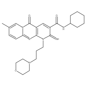N-cyclohexyl-2-imino-8-methyl-1-(3-morpholin-4-ylpropyl)-5-oxo-1,5-dihydro-2H-dipyrido[1,2-a:2',3'-d]pyrimidine-3-carboxamide结构式