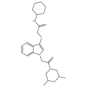 N-cyclohexyl-2-((1-(2-(2,6-dimethylmorpholino)-2-oxoethyl)-1H-indol-3-yl)thio)acetamide结构式