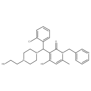 3-((2-chlorophenyl)(4-(2-hydroxyethyl)piperazin-1-yl)methyl)-4-hydroxy-6-methyl-1-(pyridin-3-ylmethyl)pyridin-2(1H)-one Structure