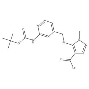 5-[[[2-[[(1,1-Dimethylethoxy)carbonyl]amino]-4-pyridinyl]methyl]amino]-1-methyl-1H-pyrazole-4-carboxylic acid结构式