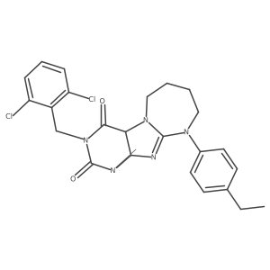 3-[(2,6-dichlorophenyl)methyl]-10-(4-ethylphenyl)-1-methyl-1H,2H,3H,4H,6H,7H,8H,9H,10H-[1,3]diazepino[1,2-g]purine-2,4-dione结构式